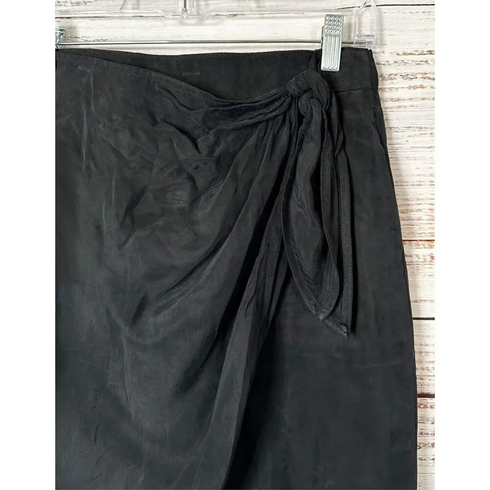 J. Crew Women's Knot Side Lined Asymmetrical Hem Wrap Mini Skirt Black Size 0